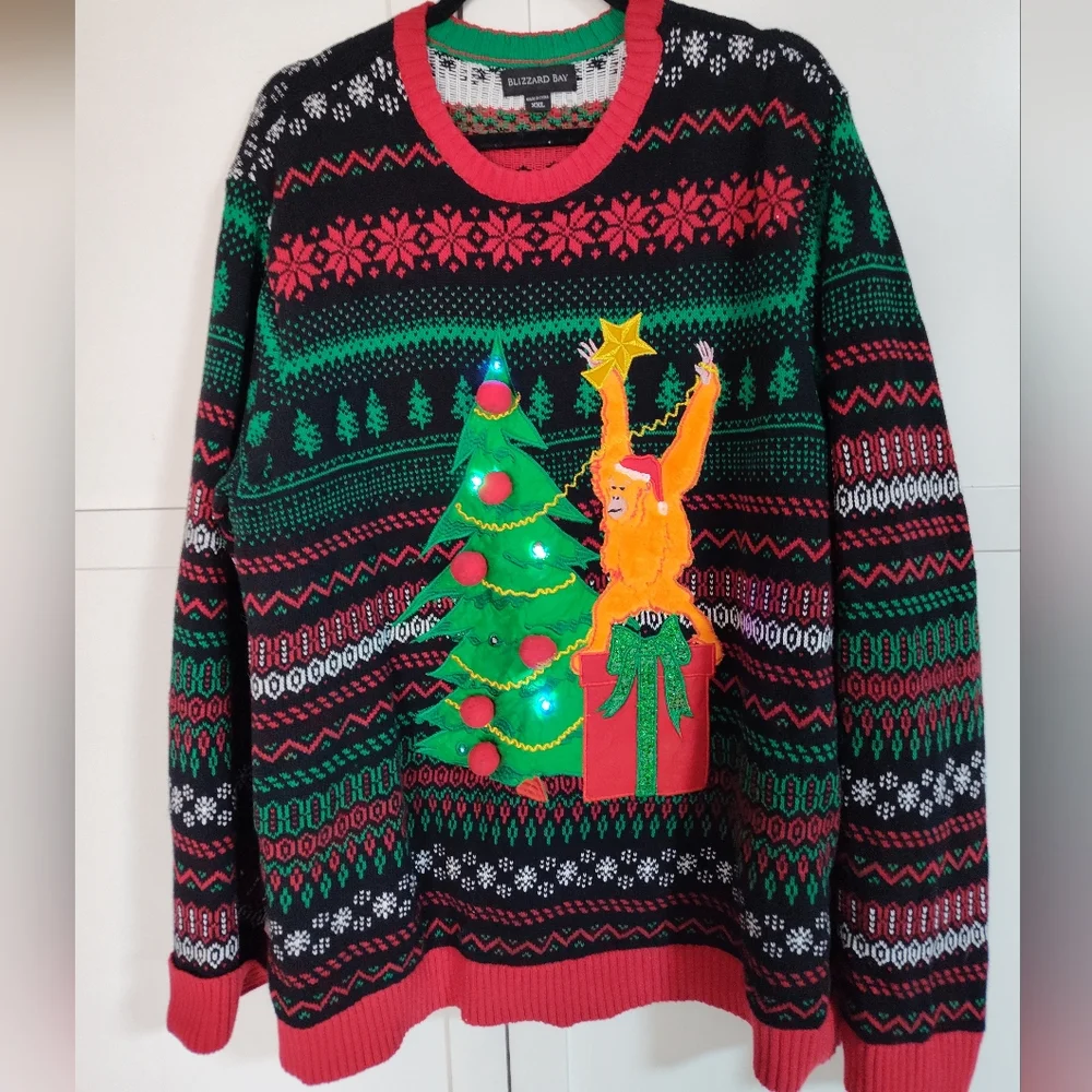 Blizzard Bay Light up Cotton Christmas Sweater Men 2XL Fun Party Unworn Cond